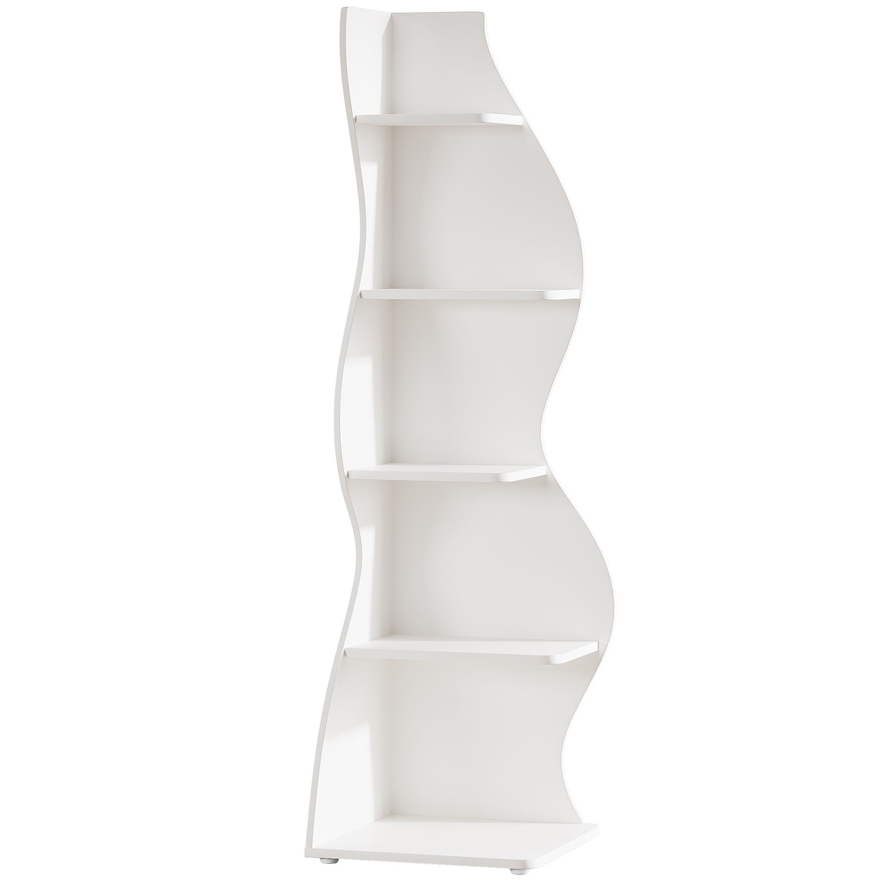 5 Tier Wavy Corner Bookshelf And Plant Stand For Living Room