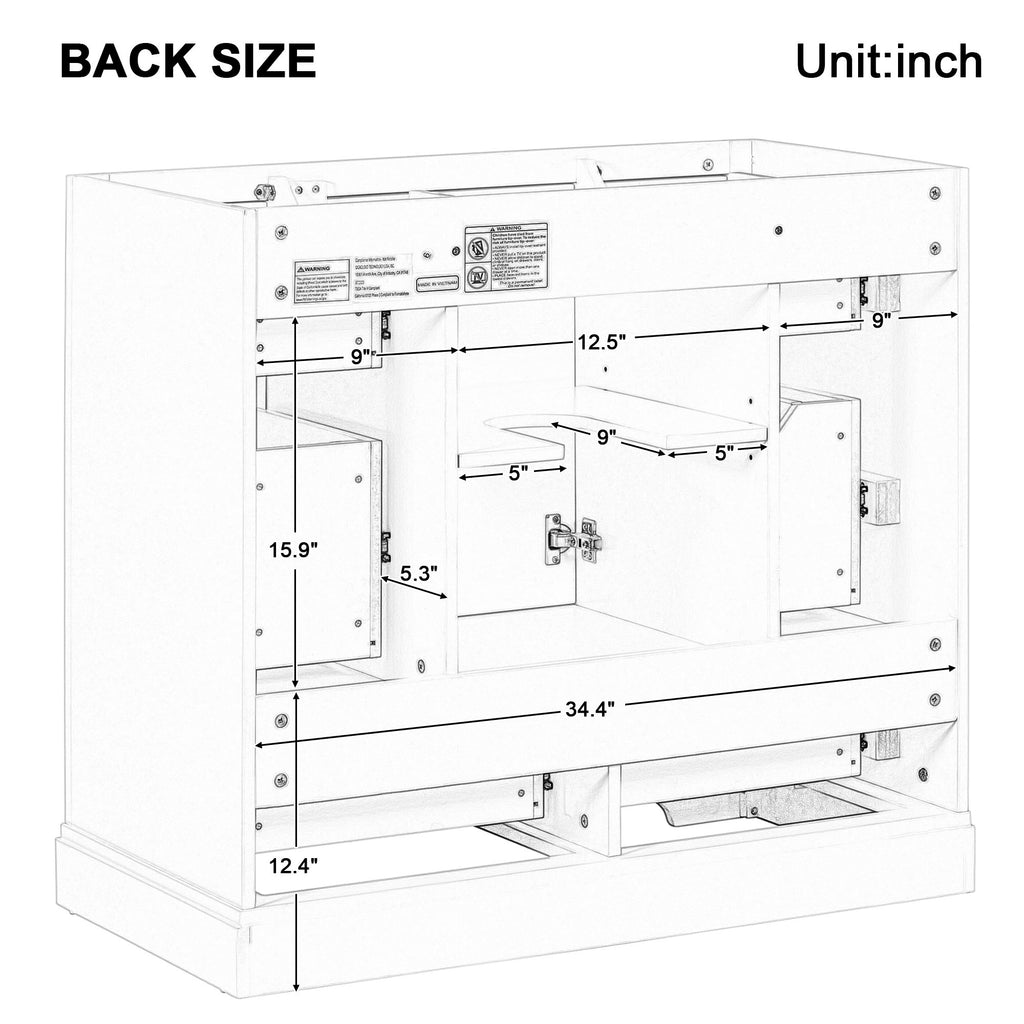 Modern Bathroom Vanity Base Only, 6 Drawer Storage With Adjustable Shelf