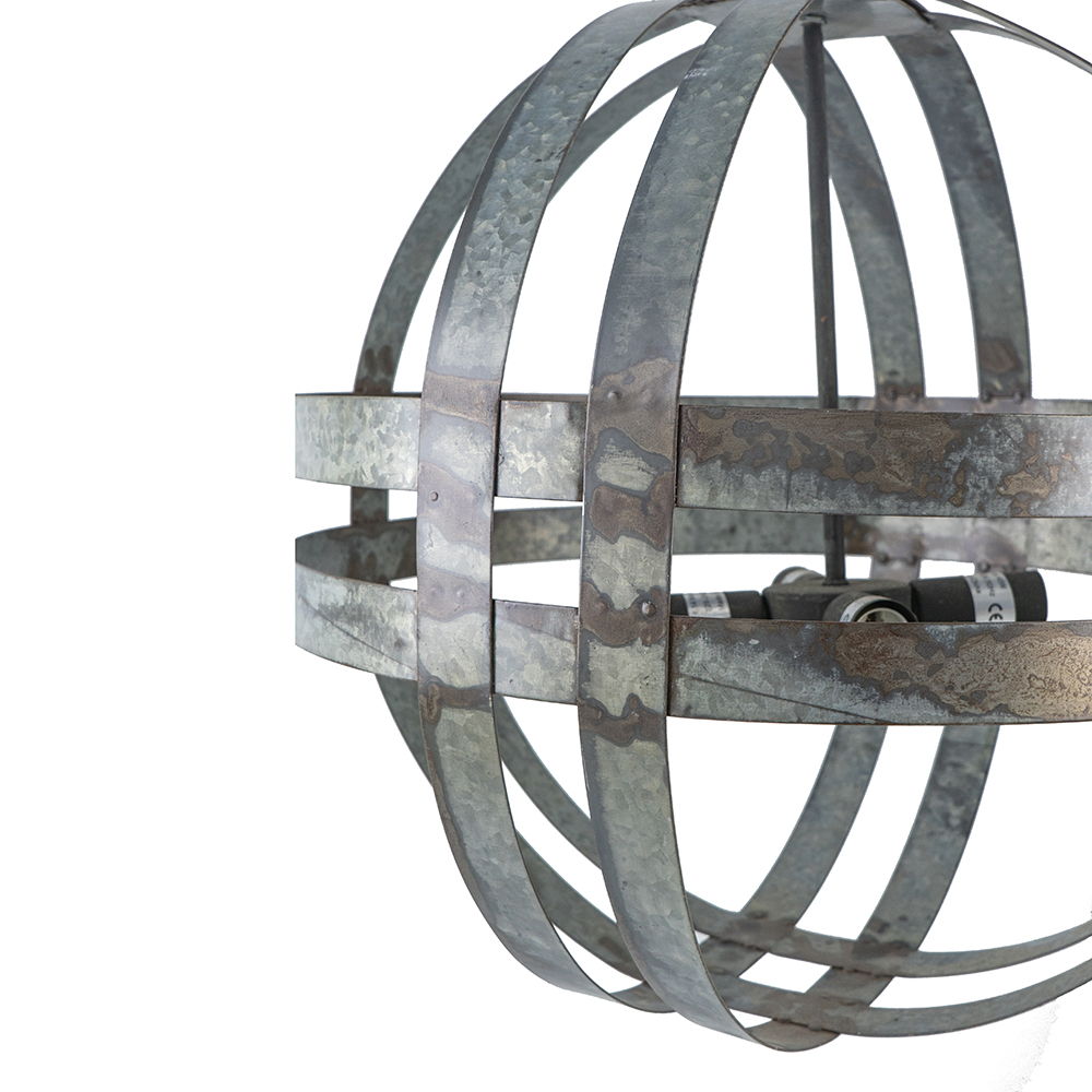 4 Light Galvanized Chandelier, Hanging Light Fixture With Adjustable Chain For Kitchen, Bulb Not Included - Gray