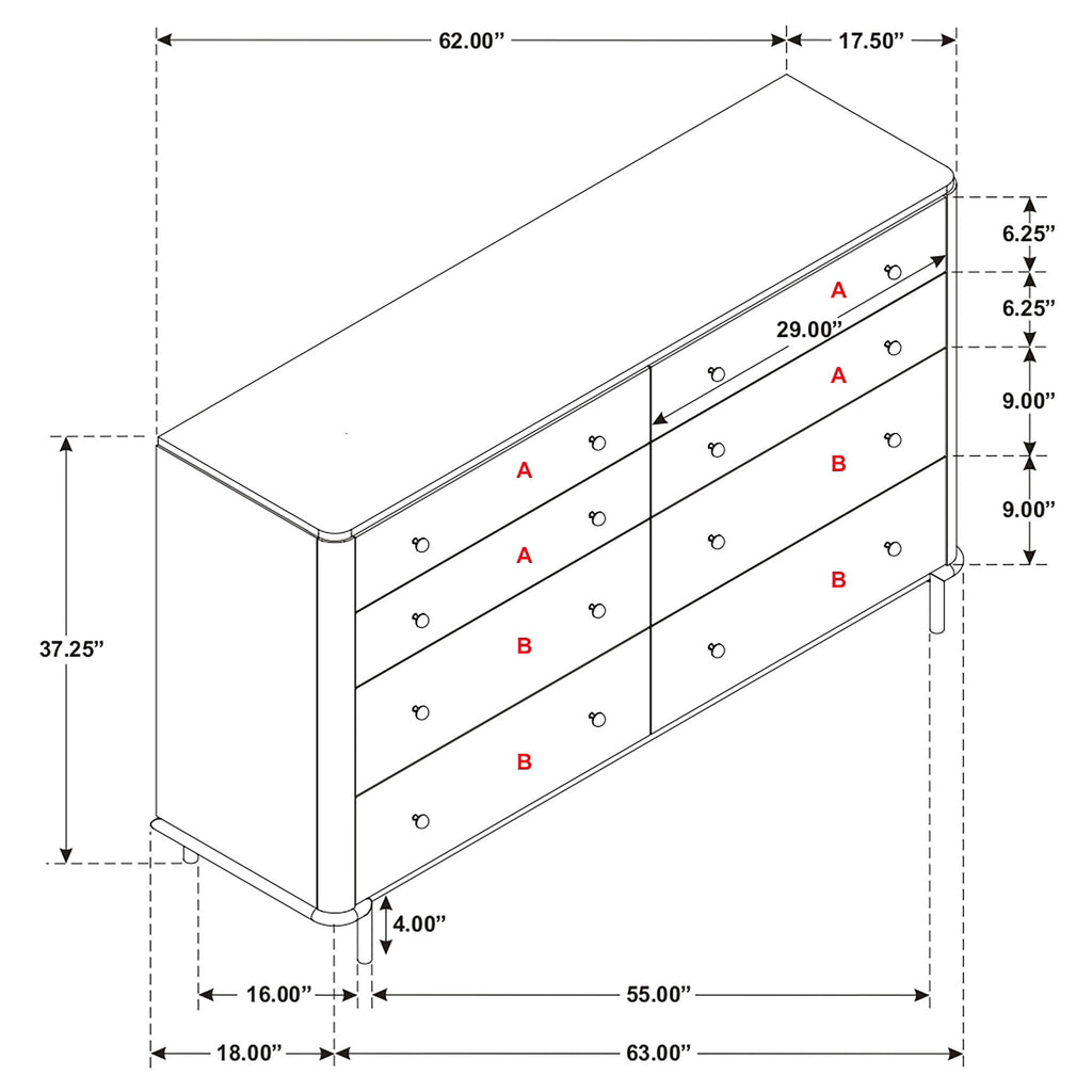 Stevie - Rectangular 8 Dresser - Sand