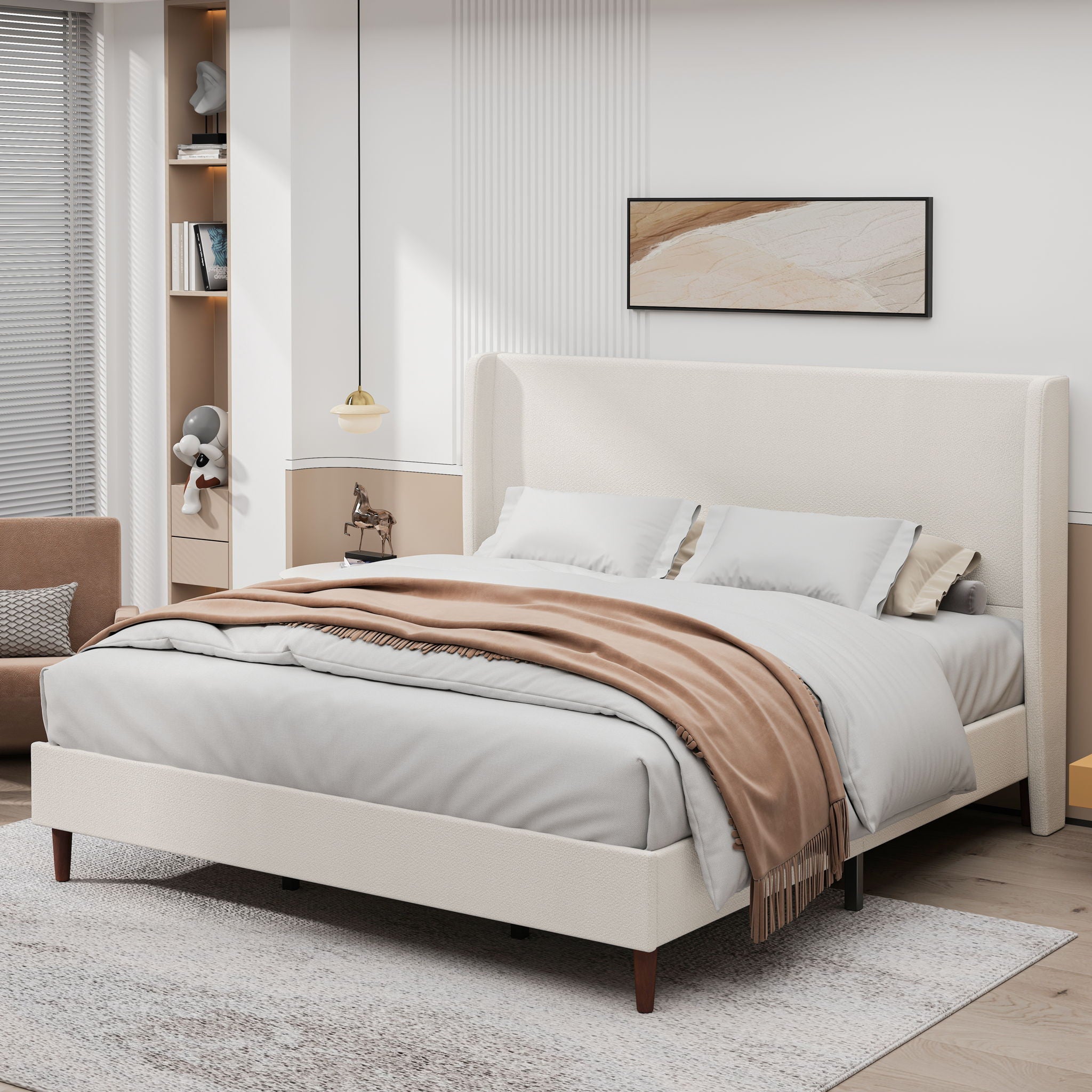 Upholstered Bed & High Headboard Design