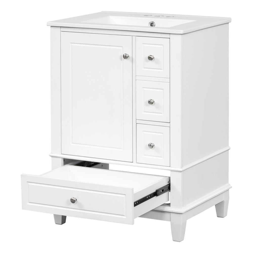 Modern Bathroom Vanity With Sink, Freestanding Cabinet With Drawers And Storage Shelves