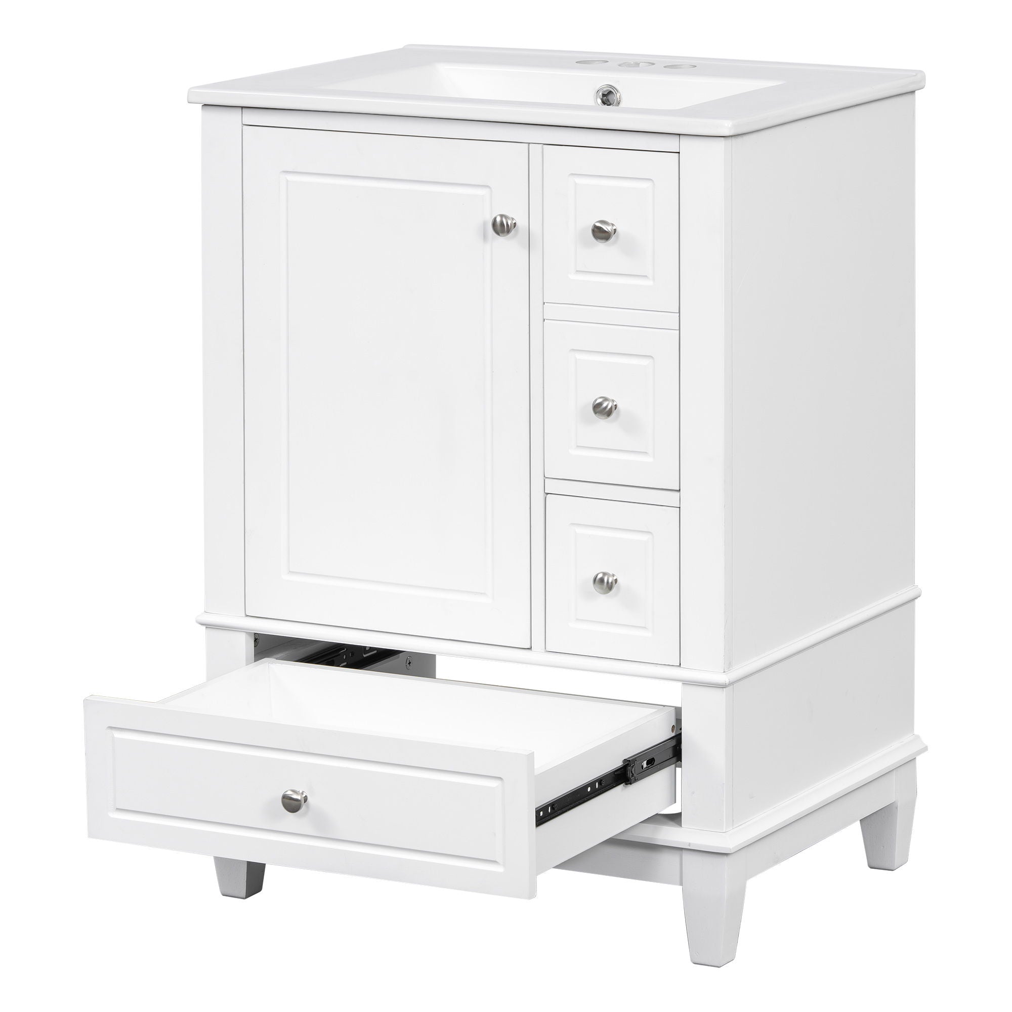 Modern Bathroom Vanity With Sink, Freestanding Cabinet With Drawers And Storage Shelves
