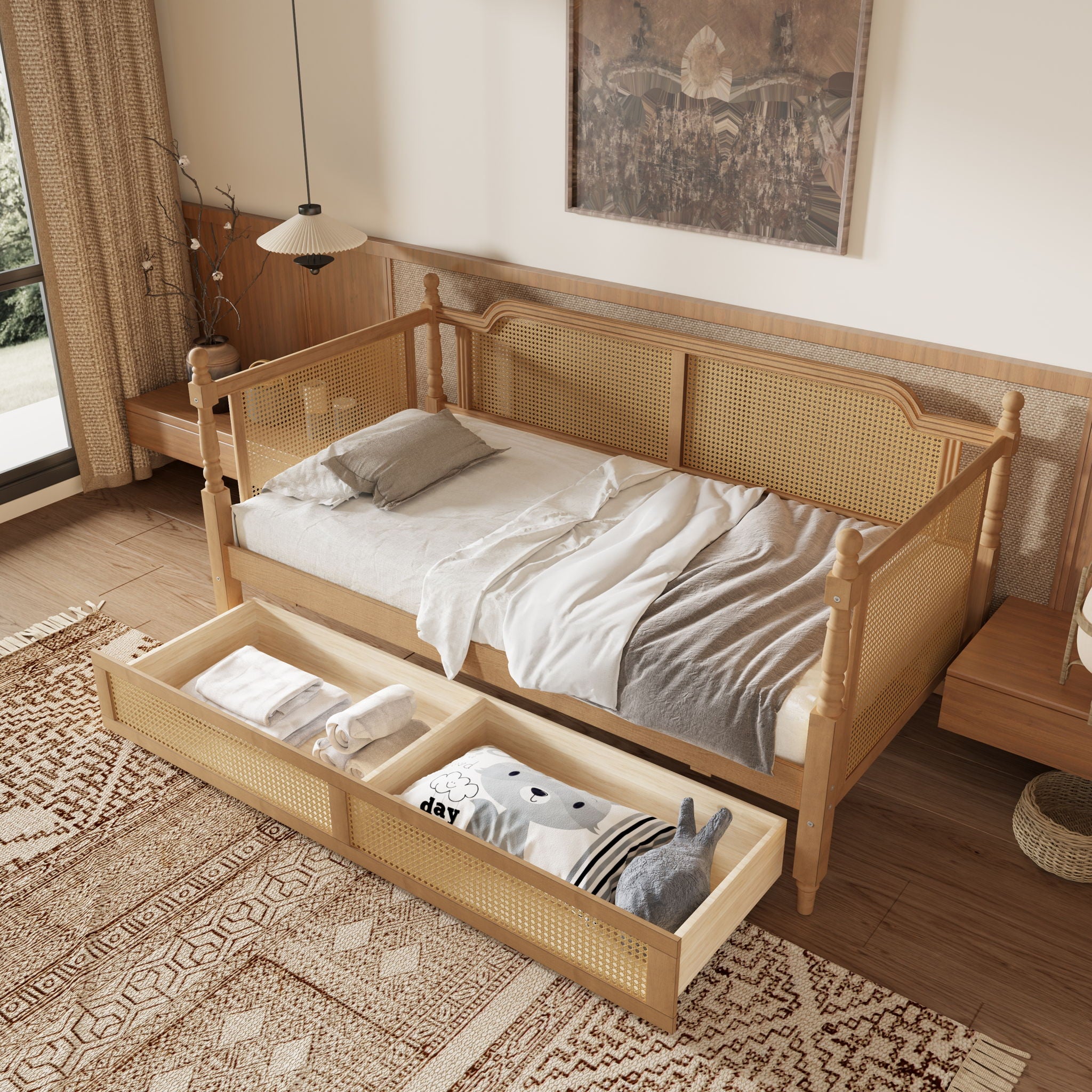Full Size Daybed With 2 Drawers - Walnut