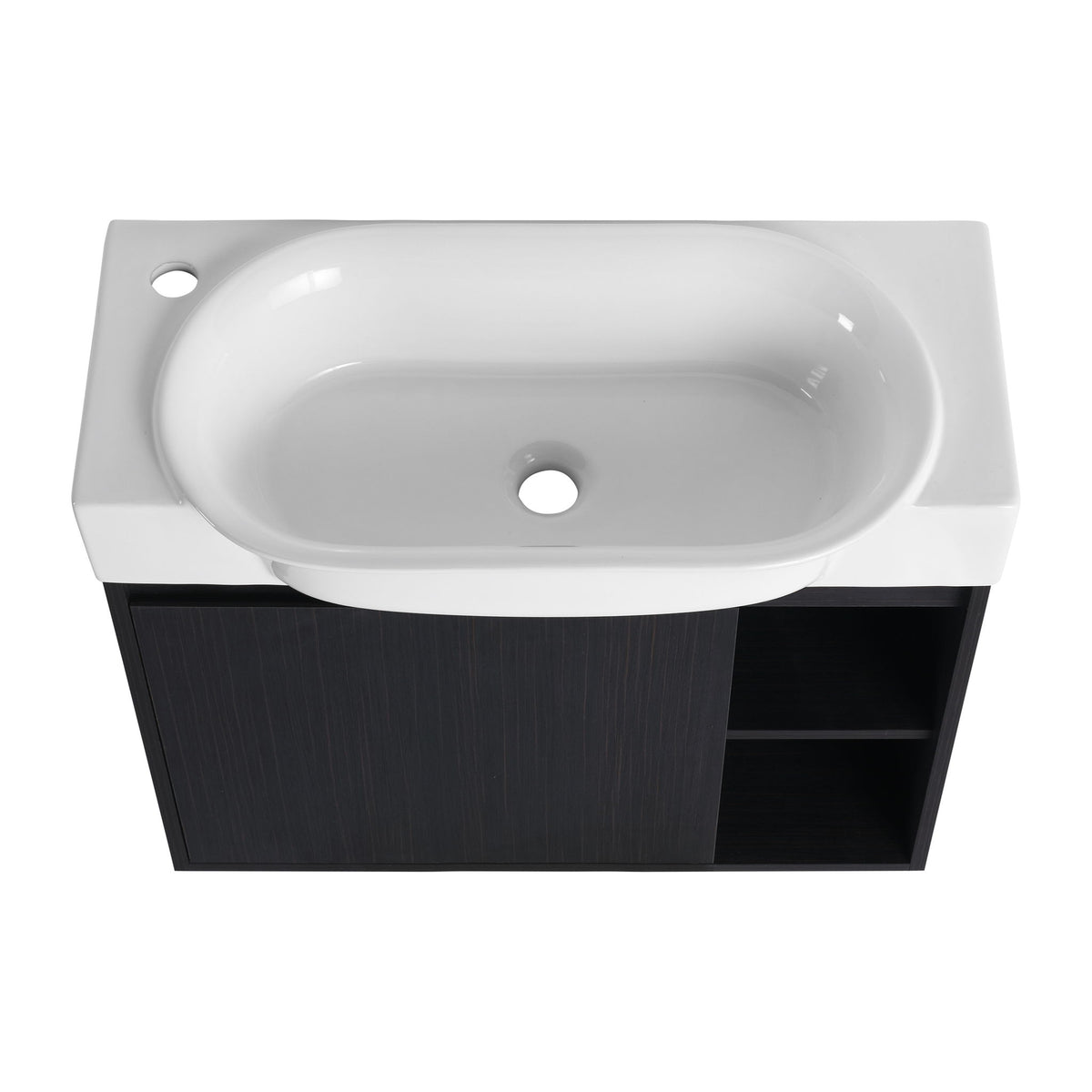 28" Wall Mounted Bathroom Vanity With Sink & Soft Close Door - Black Chestnut