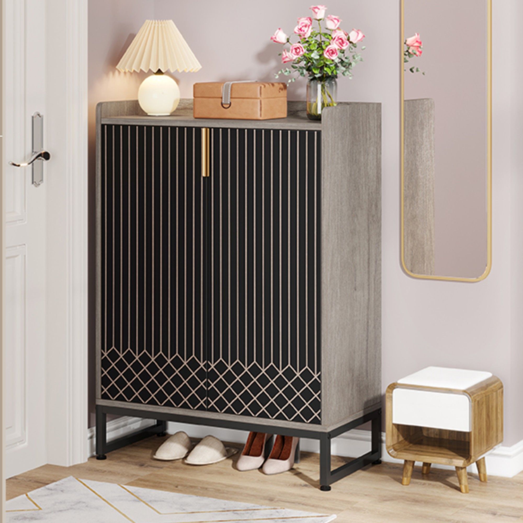 5 Tiers Shoe Storage Organizer With Doors