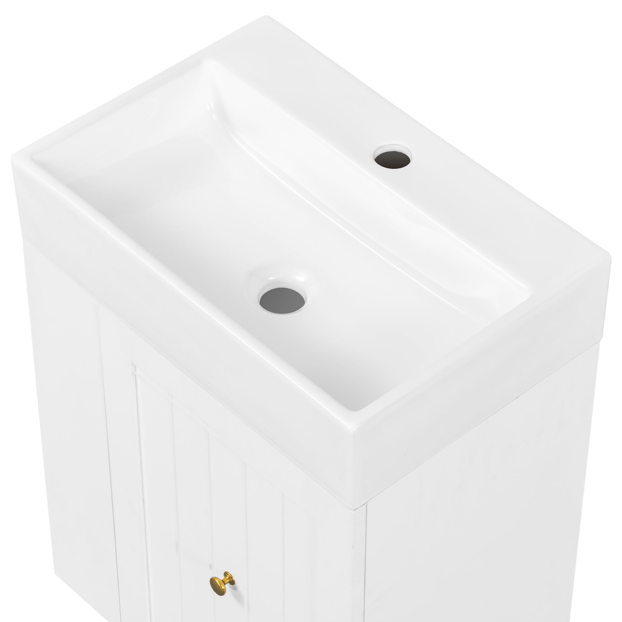 Modern Bathroom Vanity With Sink, Storage Cabinet, Drawer & Side Shelf