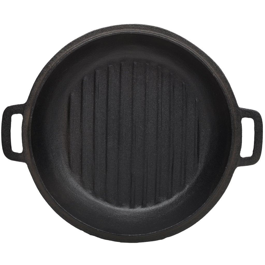 3 In 1 Pre-Seasoned Cast Iron Dutch Oven, Outdoor Camping Deep Pot, 5 Quart With Silicone Handles - Black