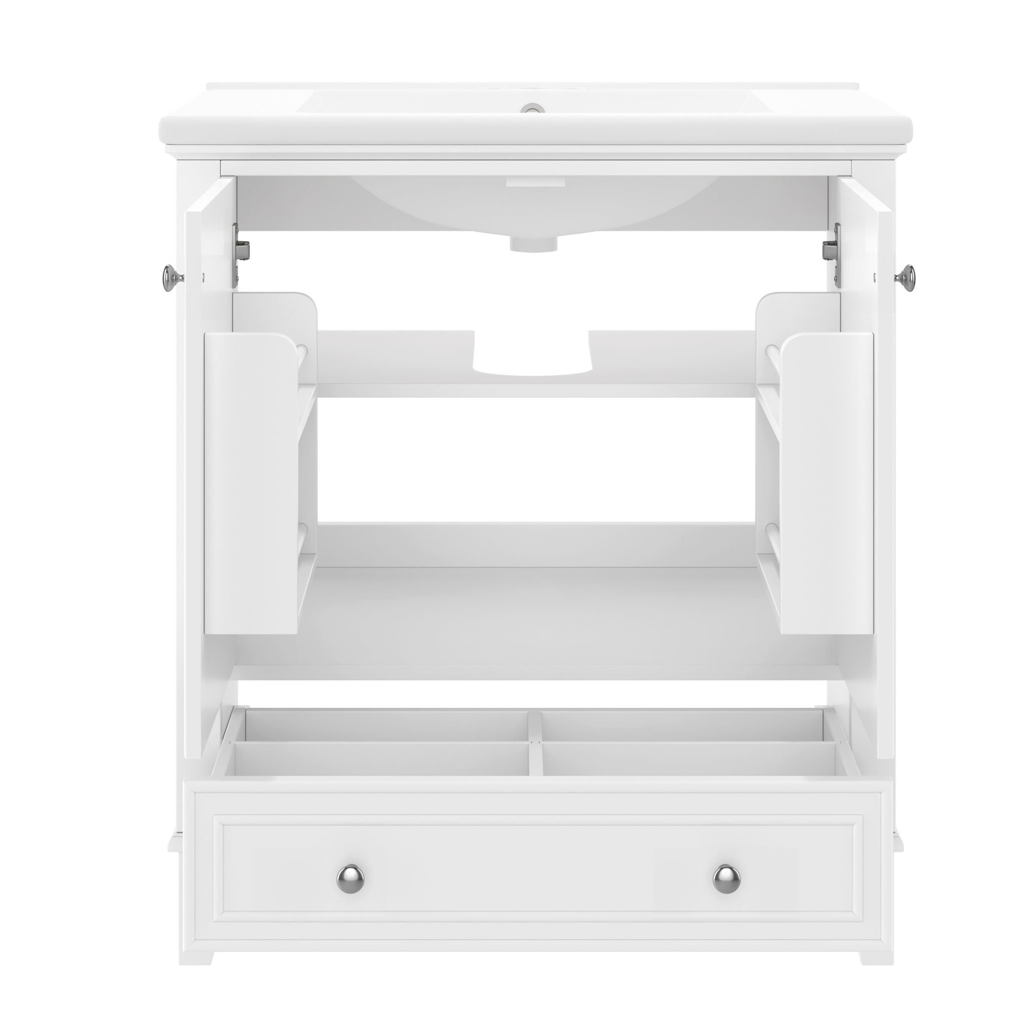 30" Bathroom Vanity With Sink Combo Undermount Sink, Cabinet With Doors And Drawer - White