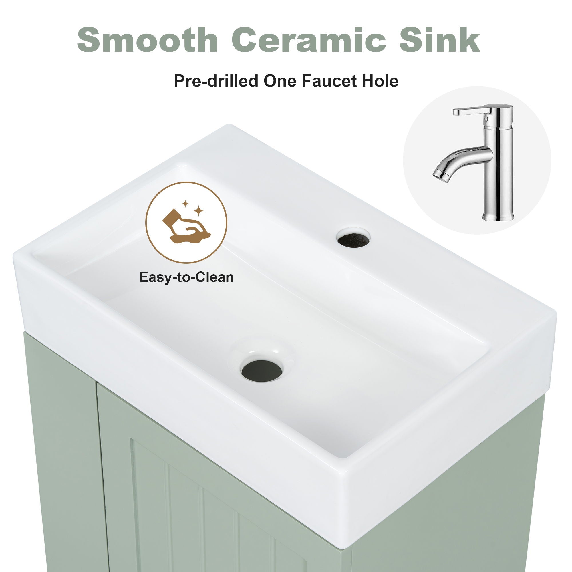 Modern Bathroom Vanity With Sink, Storage Cabinet, Drawer & Side Shelf