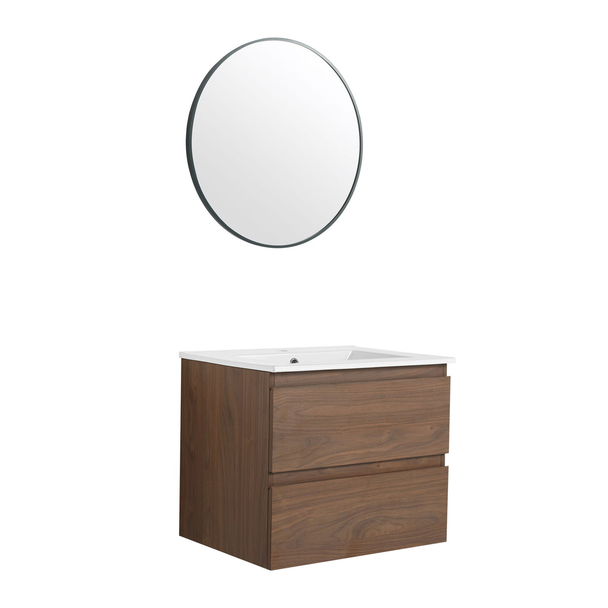 Wall Mounted Bathroom Vanity & Sink, 2 Soft Close Drawers