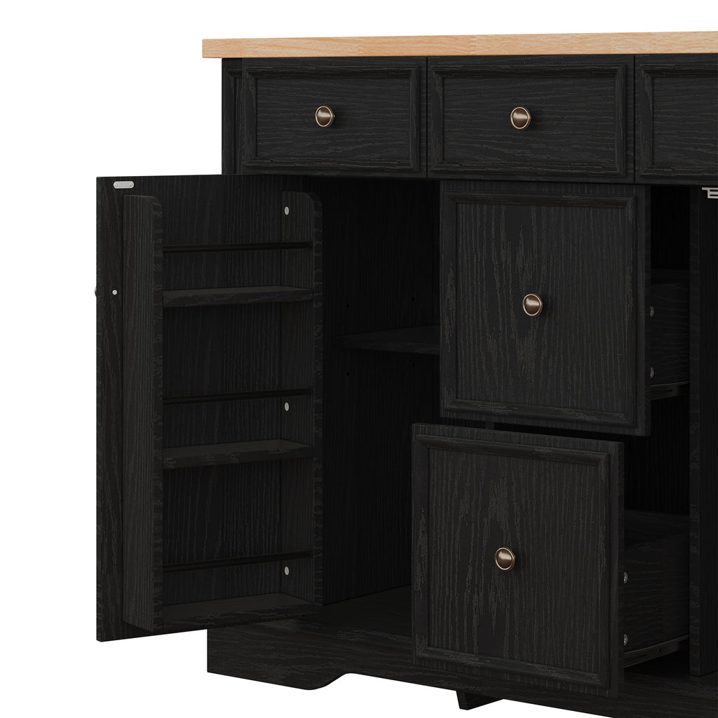 Sideboard Buffet Cabinet With 5 Drawers, 2 Cabinets, Adjustable Shelves
