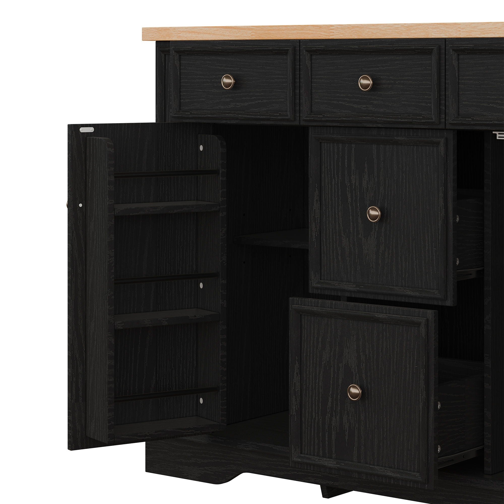 Sideboard Buffet Cabinet With 5 Drawers, 2 Cabinets, Adjustable Shelves