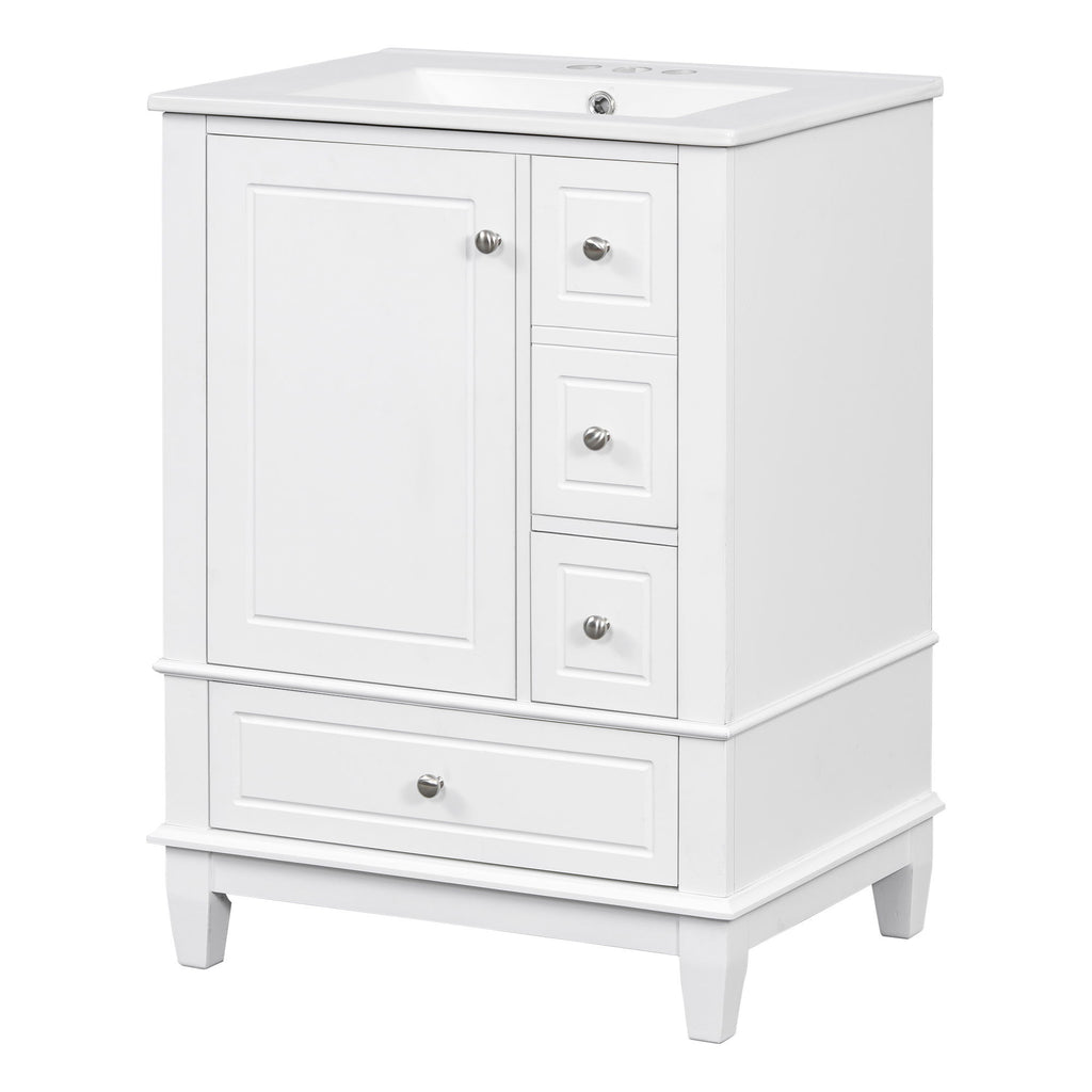 Modern Bathroom Vanity With Sink, Freestanding Cabinet With Drawers And Storage Shelves