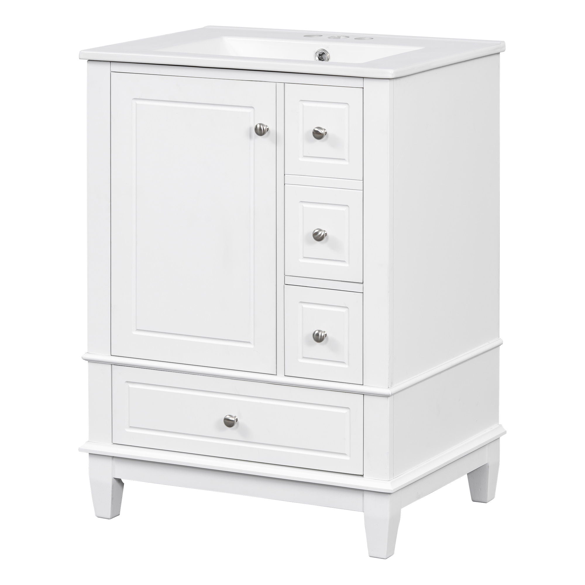 Modern Bathroom Vanity With Sink, Freestanding Cabinet With Drawers And Storage Shelves