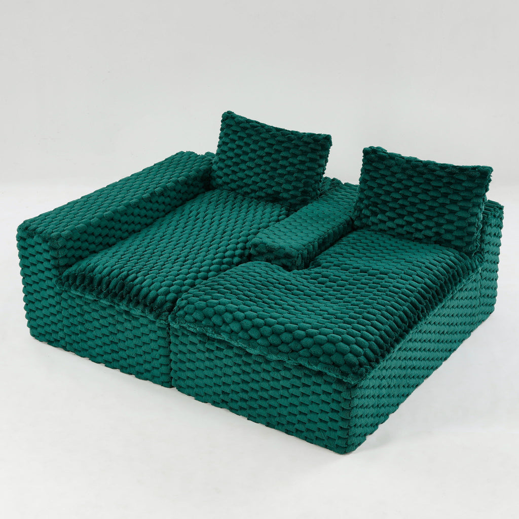 Modular Sofa, Convertible Twin Seat With Chaise Lounge