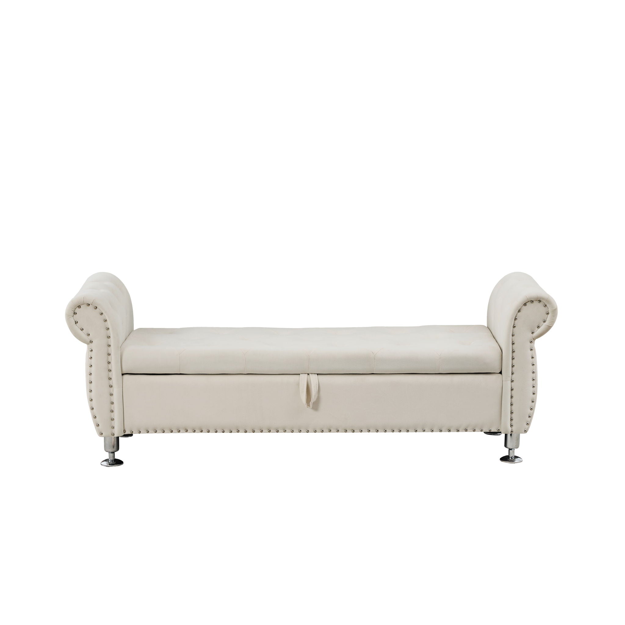 Storage Bench With Crystal Buttons And 1 Pillow For Bedroom