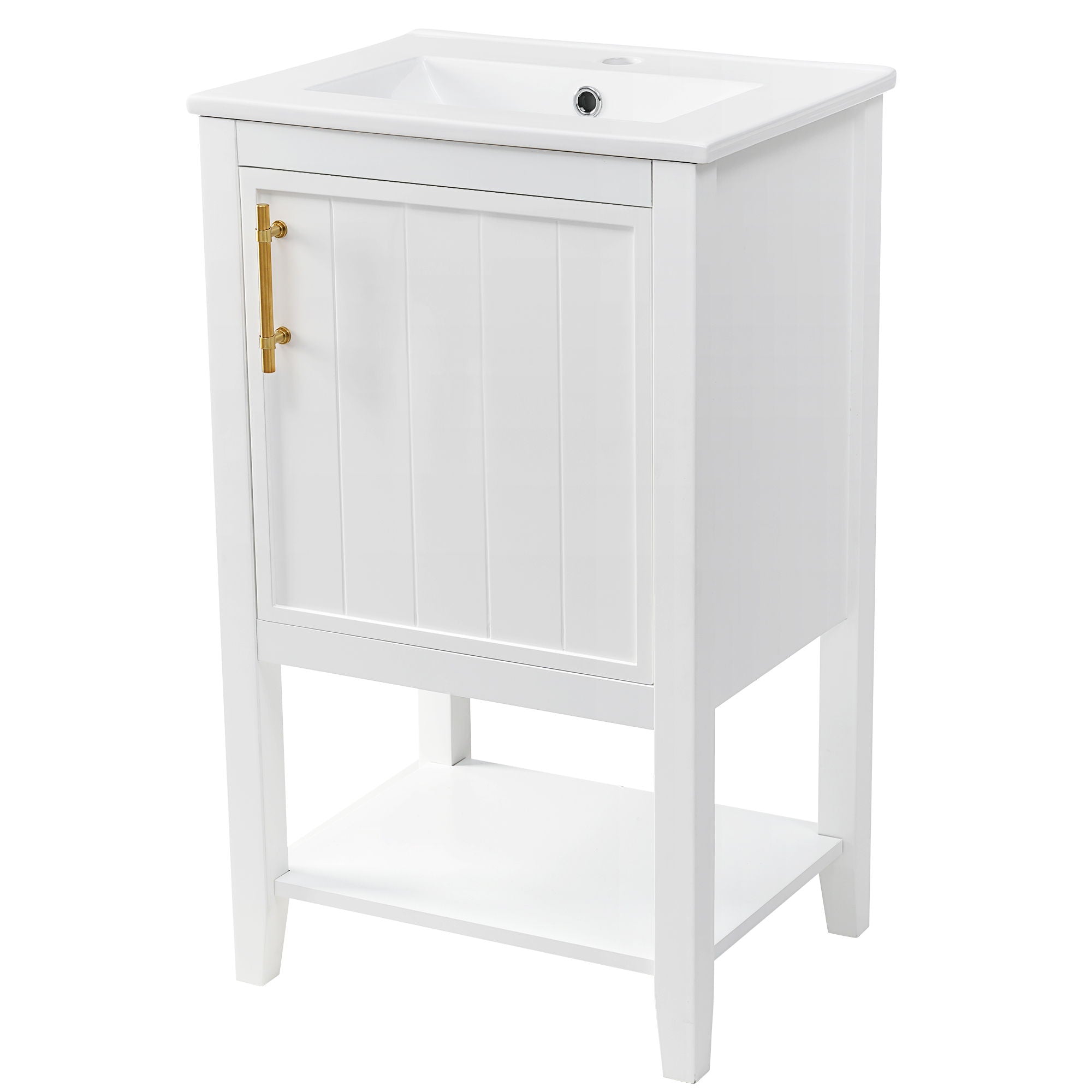 Modern Bathroom Vanity With Sink, Soft-Closing Door And Open Shelf