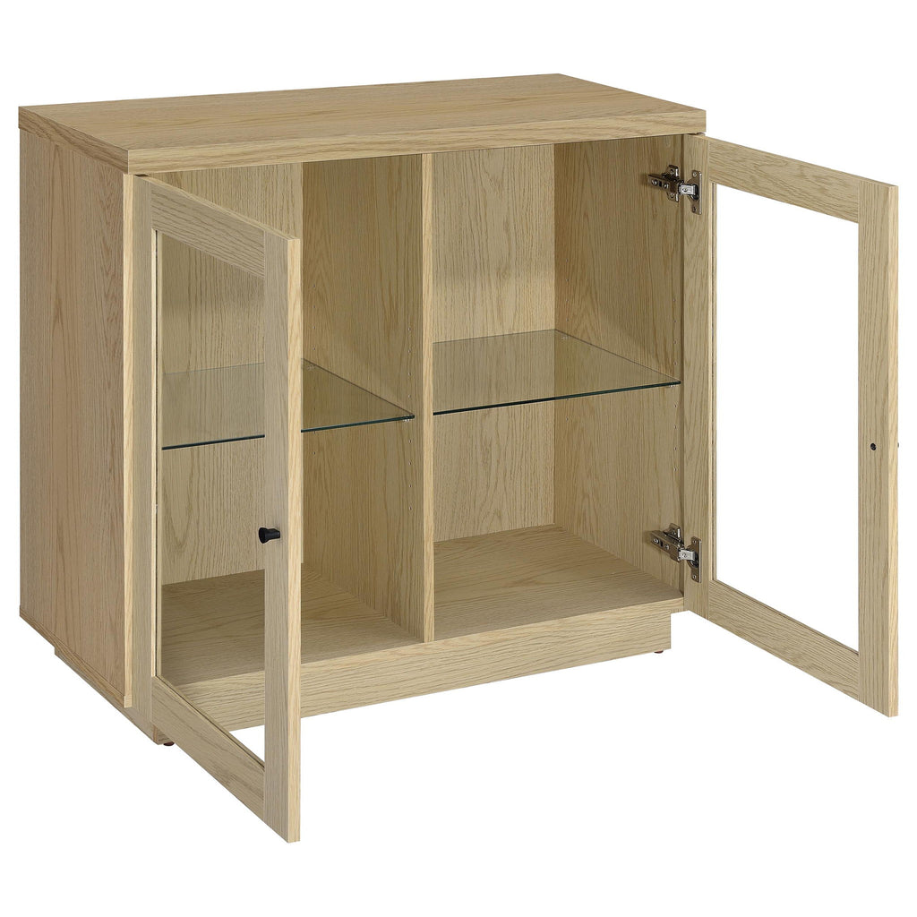 Metro - 2 Door Display Cabinet With Adjustable Shelves - Light Oak