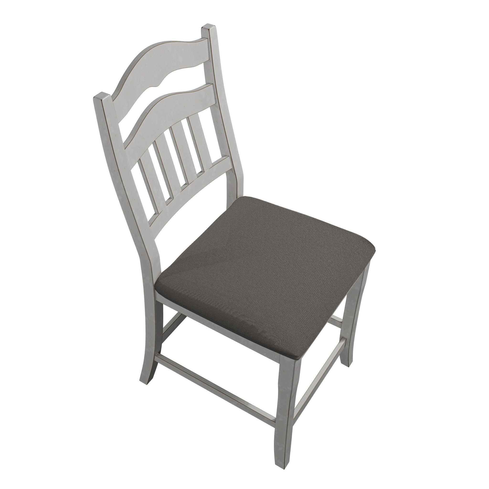 7 Piece Counter Height Dining Set With Storage Base And Ladder Back Chairs - Antique White / Gray