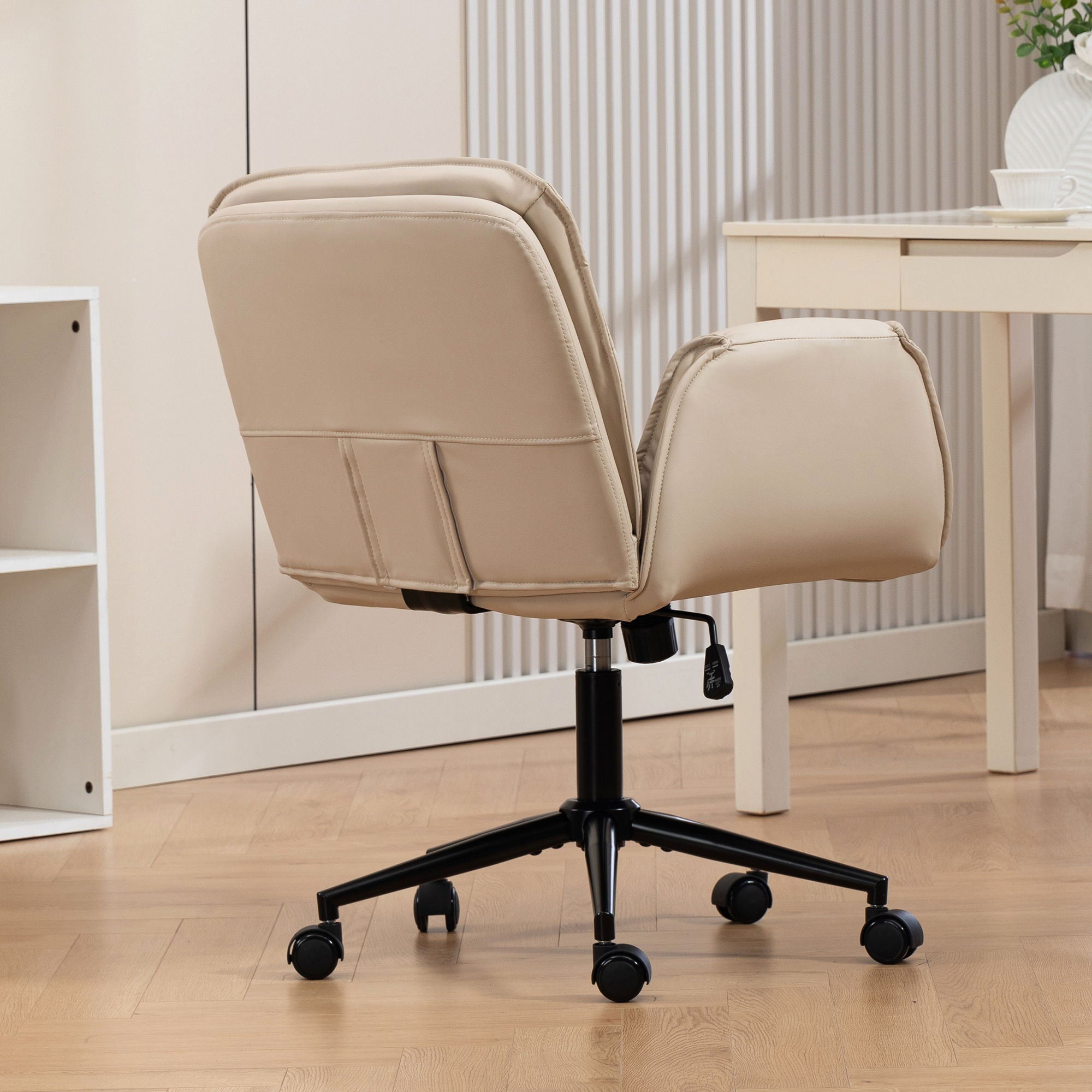 Criss Cross Swivel Desk Chair With Adjustable Armrests & Wheels For Home Office