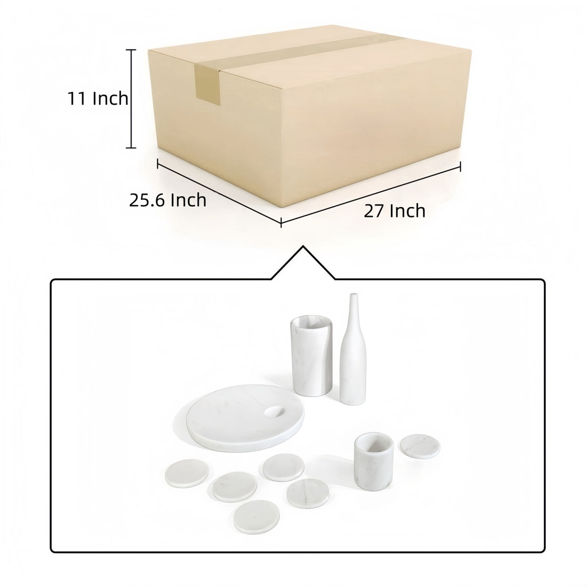10 Pieces Luxury Natural Marble Dining Room Accessories Set