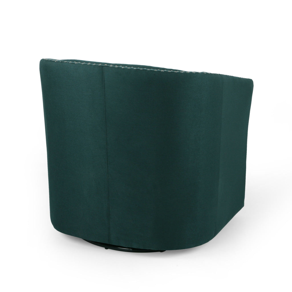 Modern Upholstered Swivel Club Chair With Nailhead Trim