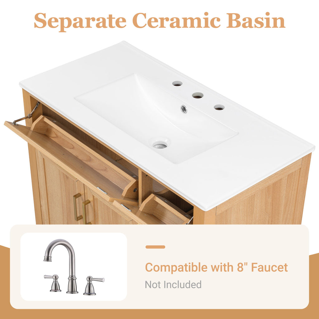 Bathroom Vanity & Sink, Soft Close Doors & Drawers - Wood