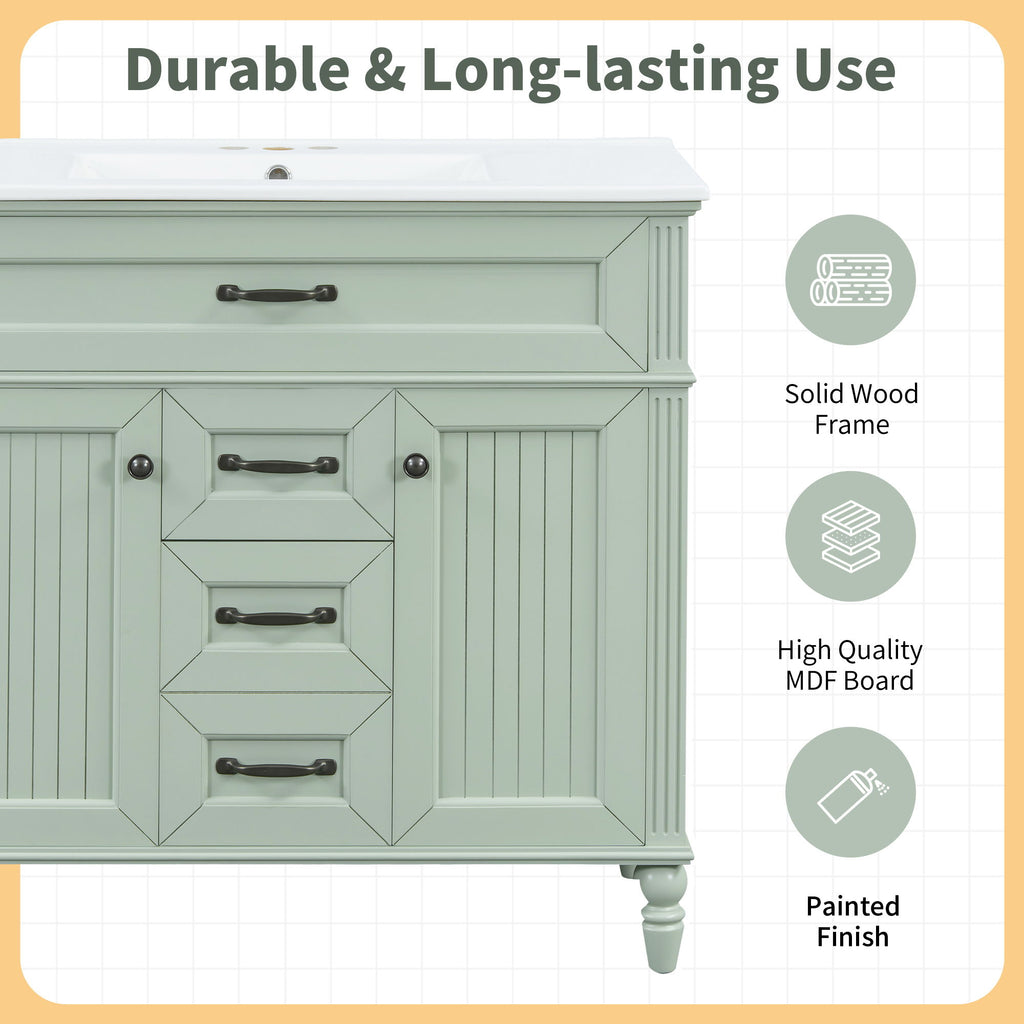 Bathroom Vanity With Sink, Flip-Out Top Drawer, Soft Close Doors, 2 Storage Drawers