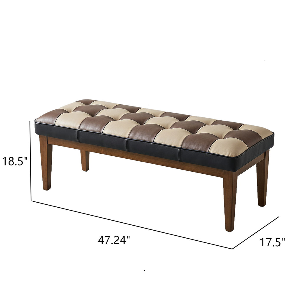 Checkered Bench For Entryway - Black / Brown / Cream