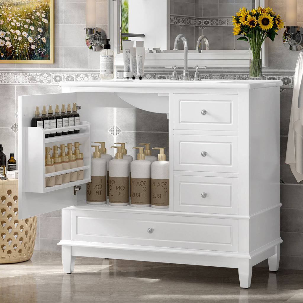 Modern Bathroom Vanity With Sink, 3 Drawers & Cabinet