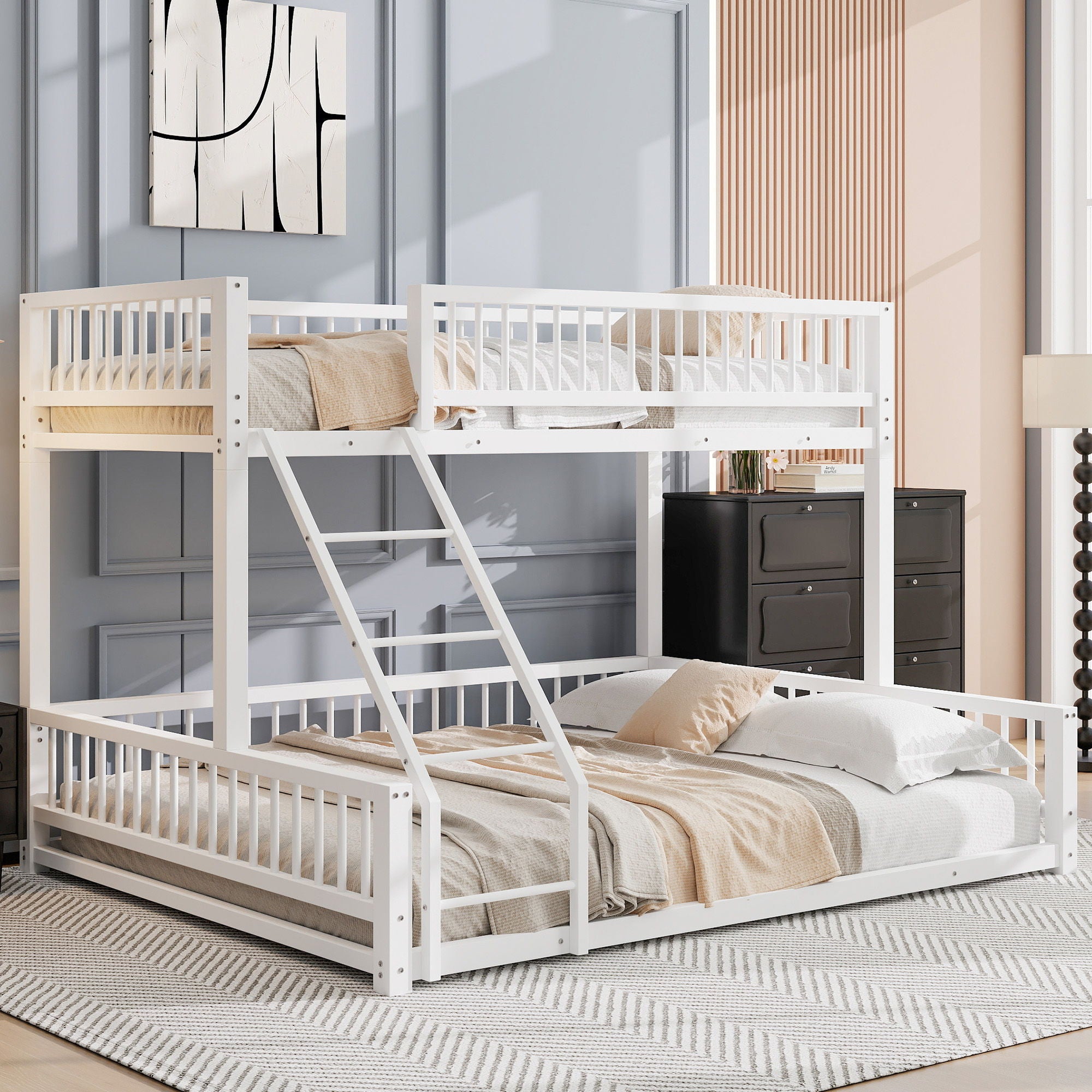 Bunk Bed With Ladder And Safety Guardrails