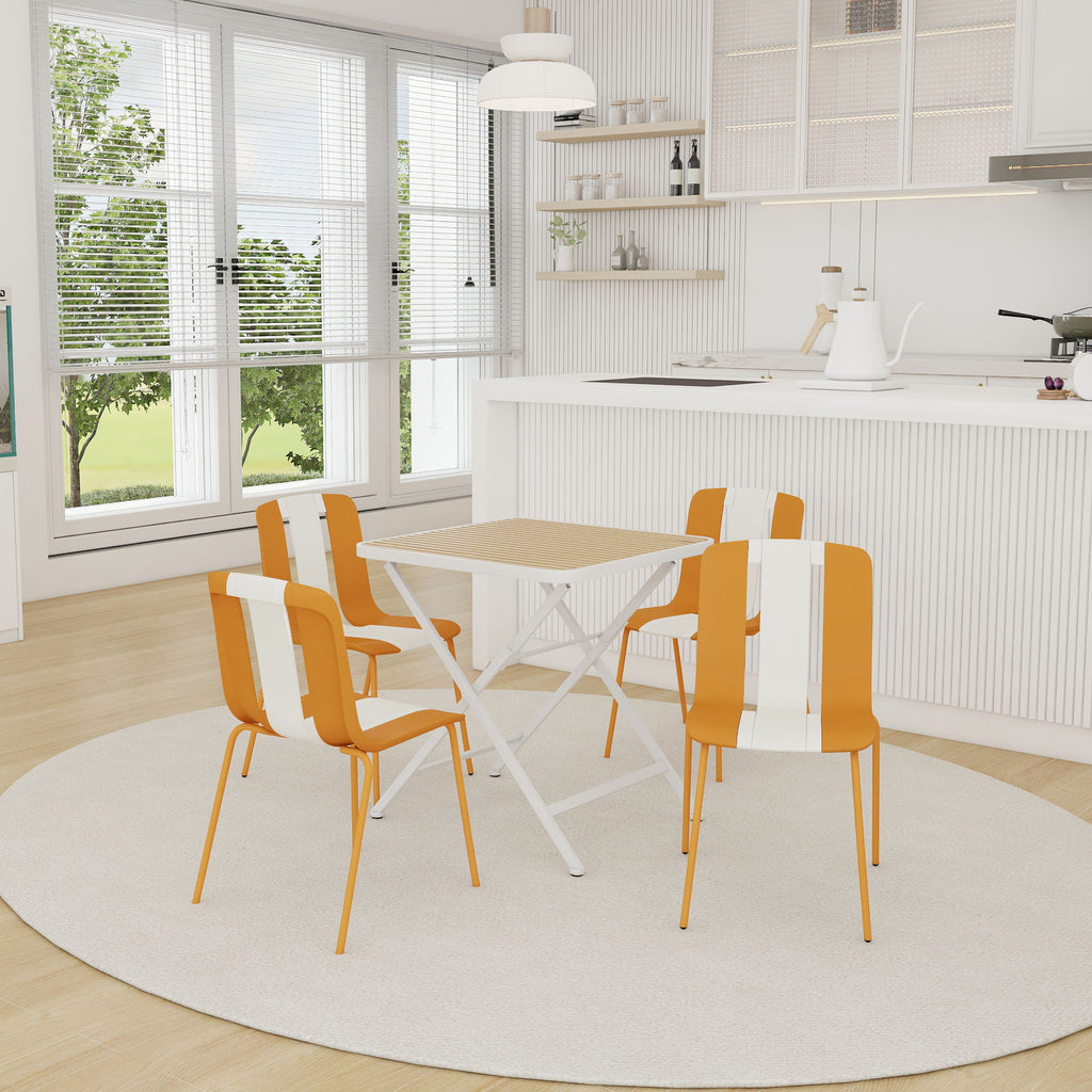Modern Striped Blocking Single Chairs, Waterproof And Fade Resistant (Set of 4)