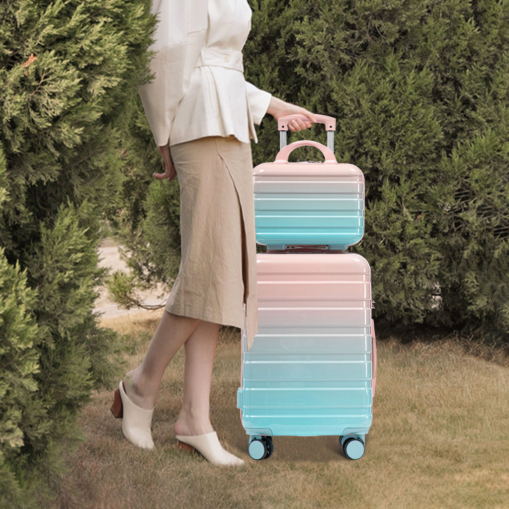 Luggage Set 14" / 20" With Combination Lock And Cosmetic Case