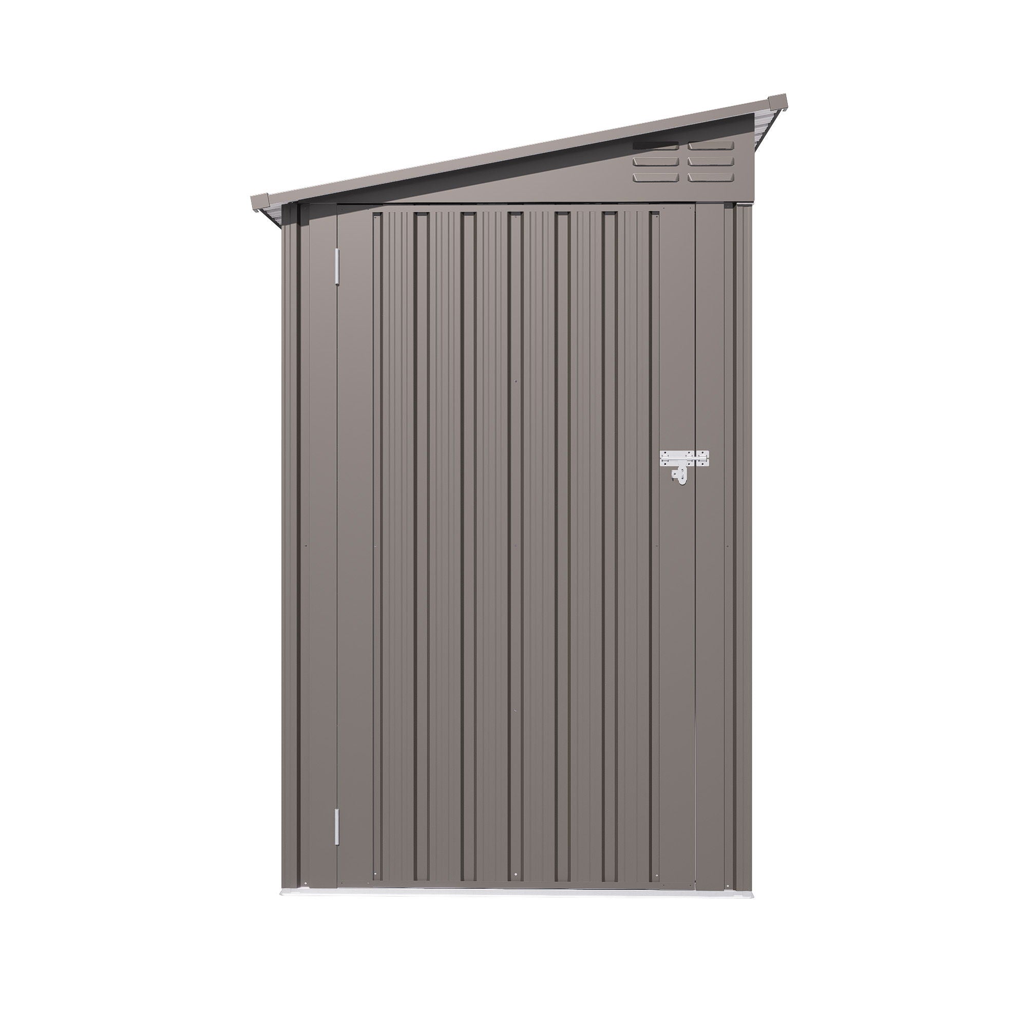 Lean To Shed With Windows, Tool House With Sloping Roof With 2 Vents And 1 Side Open Door For Backyard - Gray