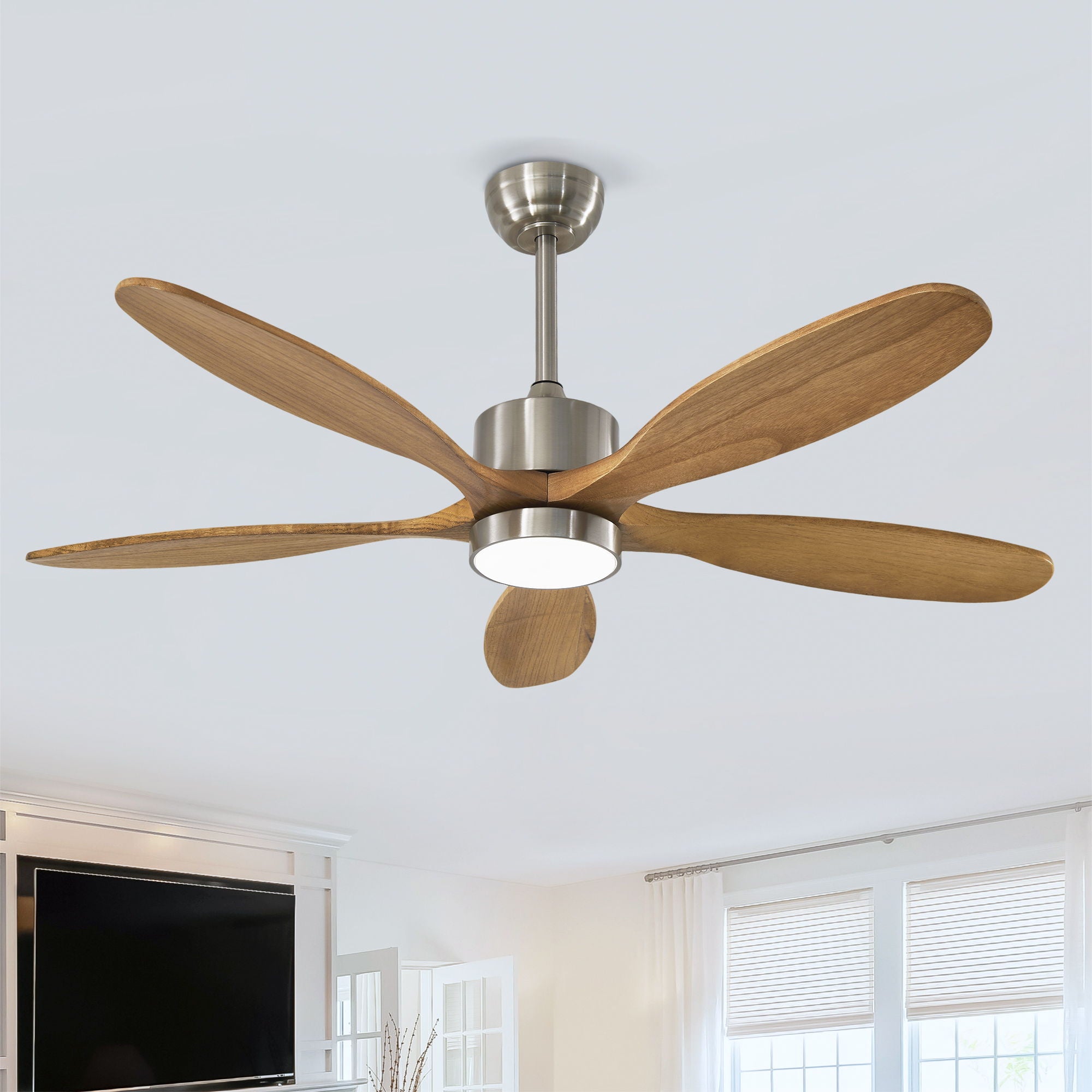 Ceiling Fan With Lights Quiet DC Motor Ceiling Fans 6 Speed Levels - Nickel