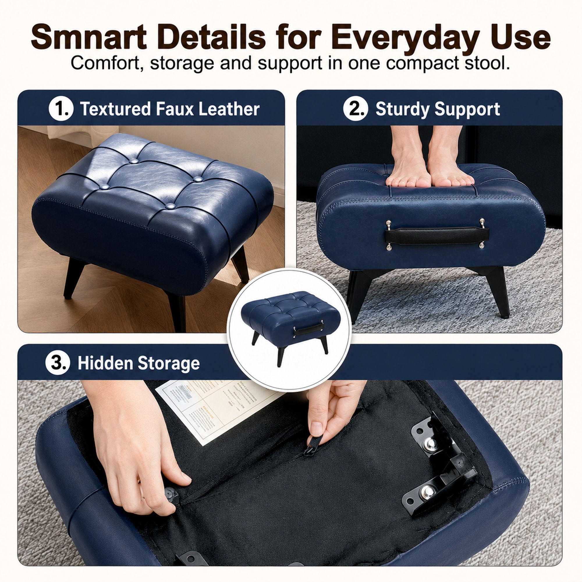 Minimalist Footstool With Hidden Storage