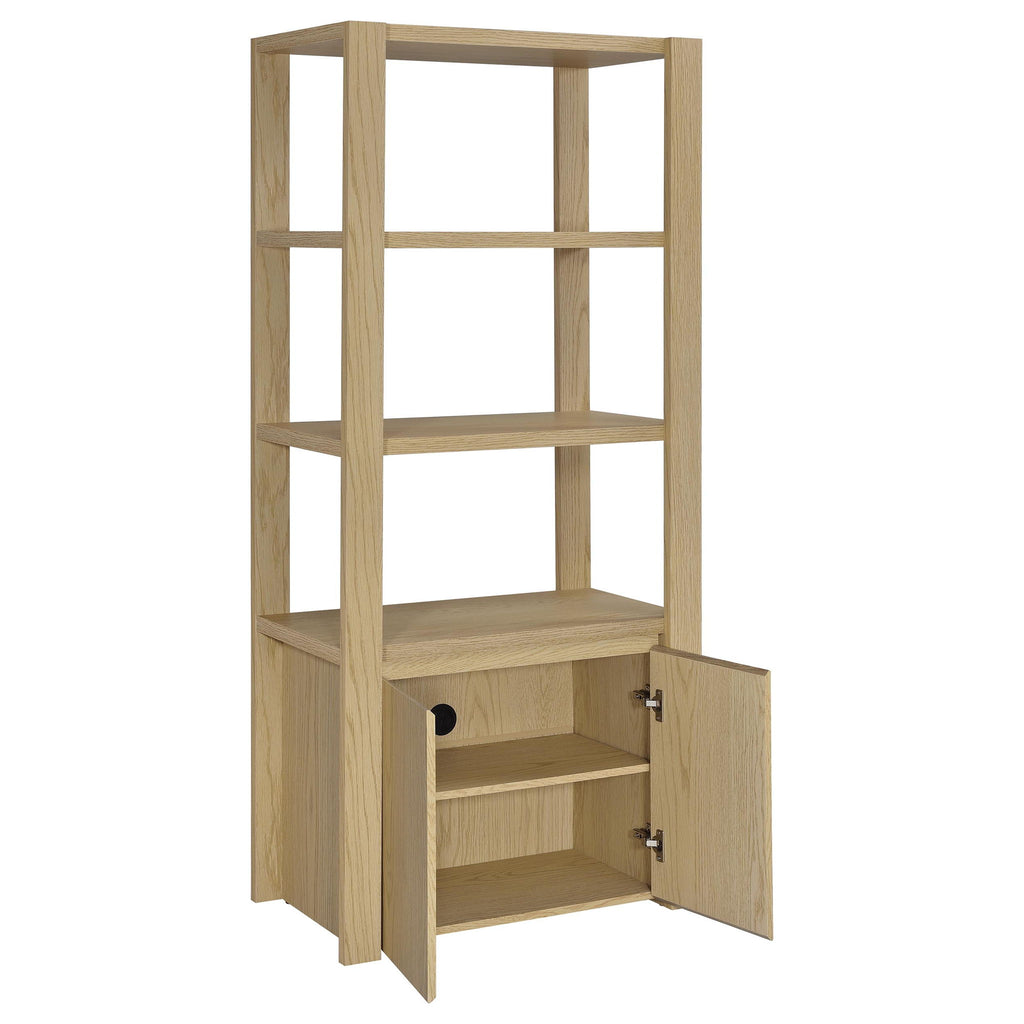 Susac - 3 Shelf Media Tower With Tall Pier Cabinet - Light Oak