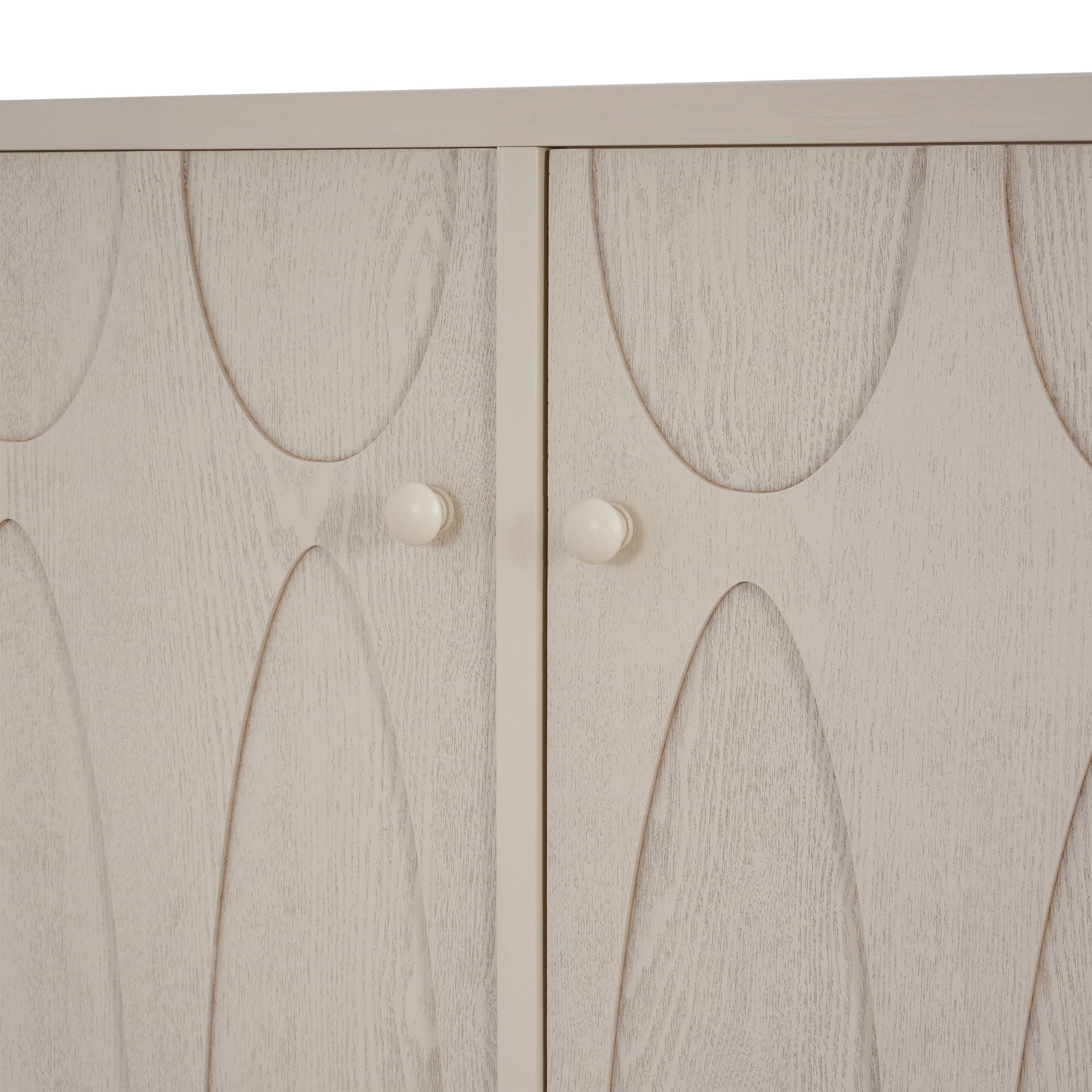 Wood Sideboard With Adjustable Shelves And Storage Cabinet - White Washed