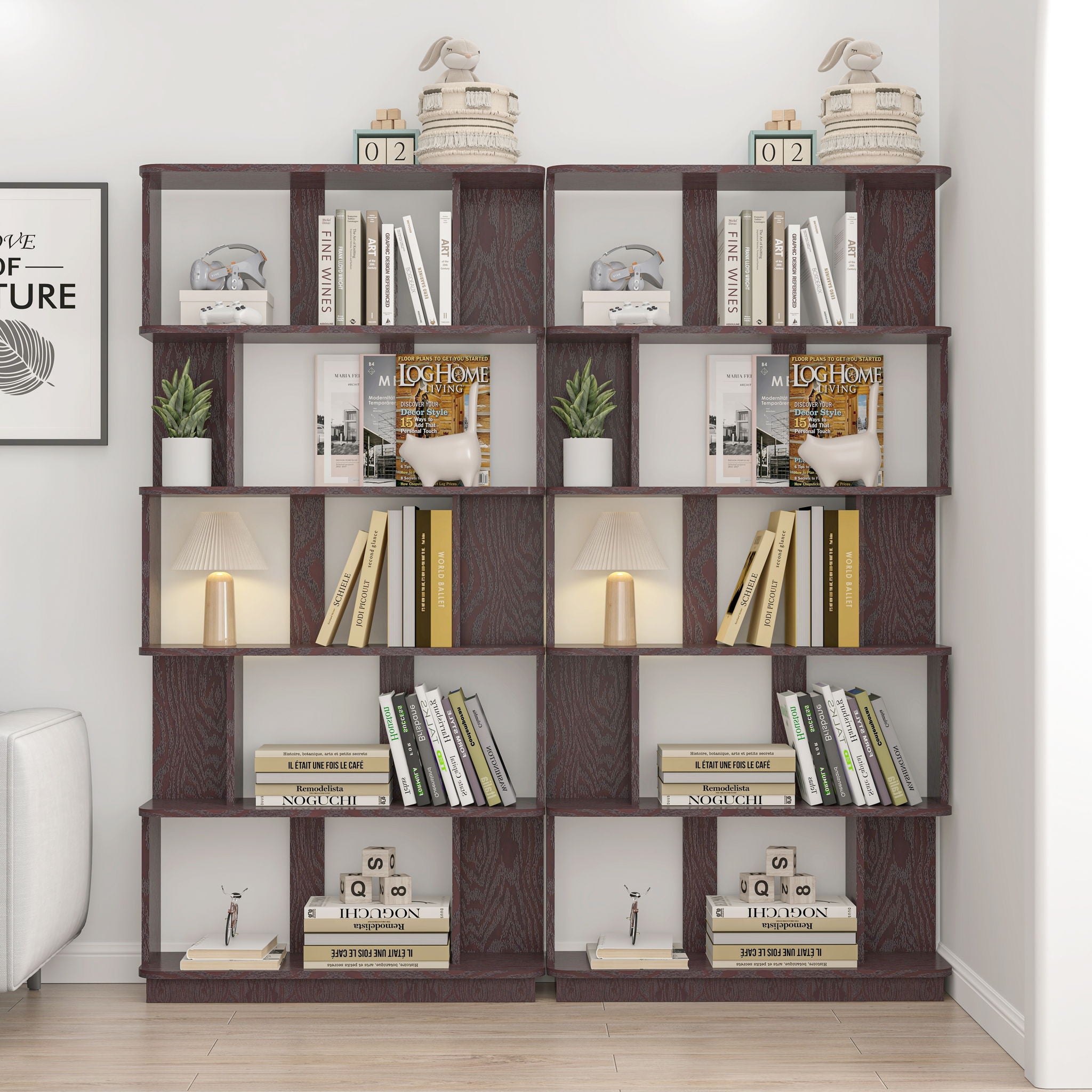 Modern 5 Tier Open Storage Bookcase