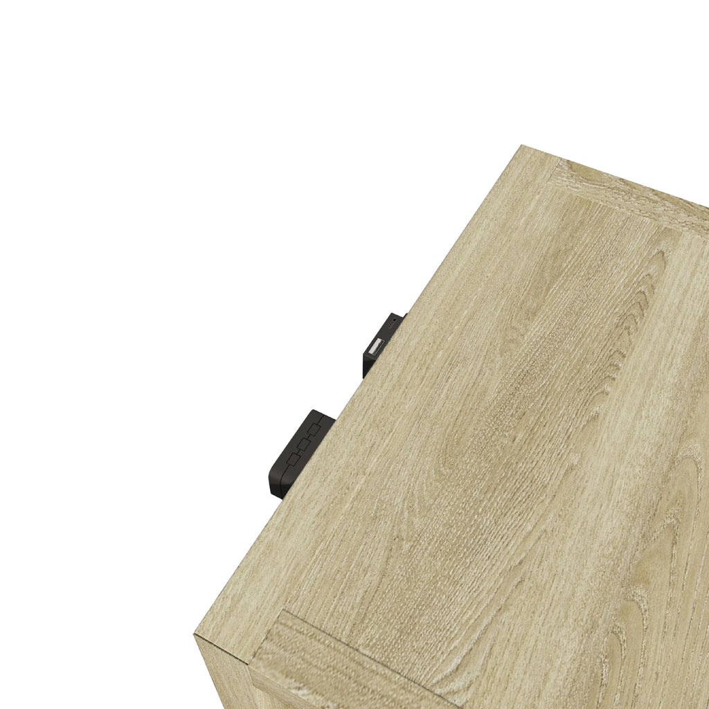 Adeline - 3 Drawers Nightstand With USB & LED Light - Natural Wood Wash