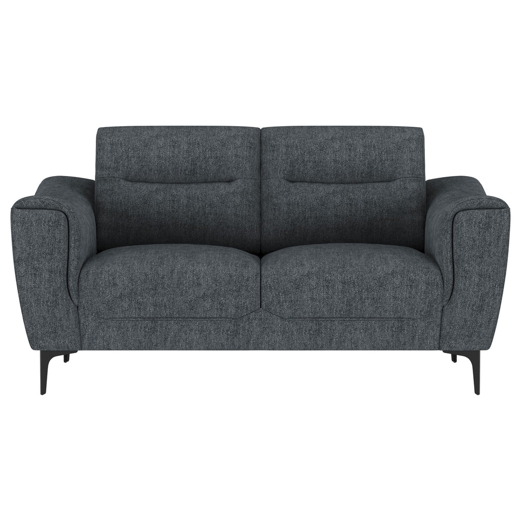 Oberle - Upholstered Sloped Track Arm Loveseat - Charcoal