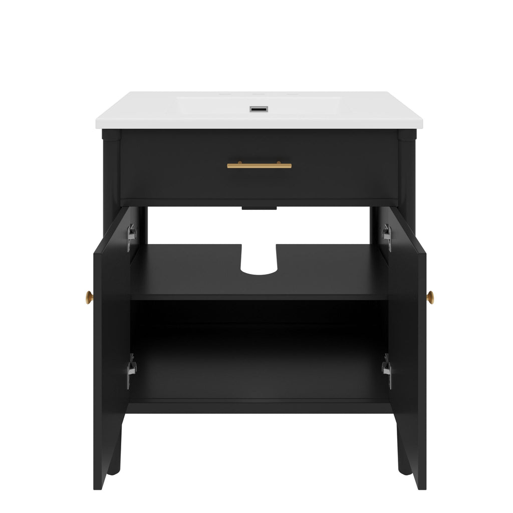 Bathroom Vanity With Sink, Soft Close Doors And Adjustable Shelf