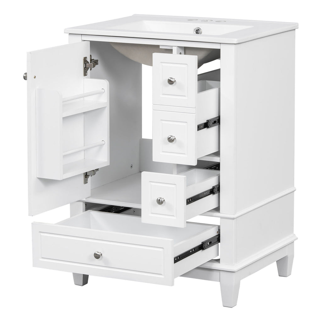 Modern Bathroom Vanity With Sink, Freestanding Cabinet With Drawers And Storage Shelves