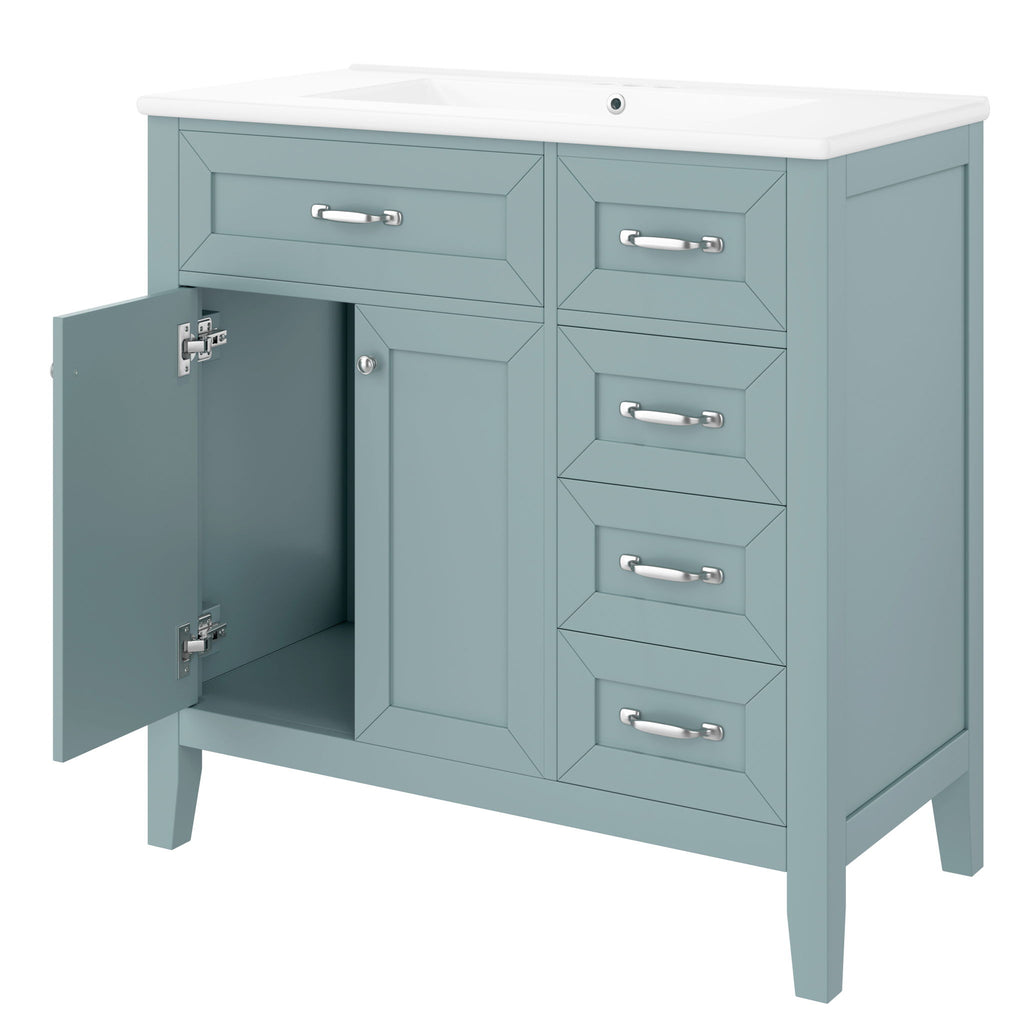 Modern Bathroom Vanity With Sink, Freestanding Design With Drawers And Doors