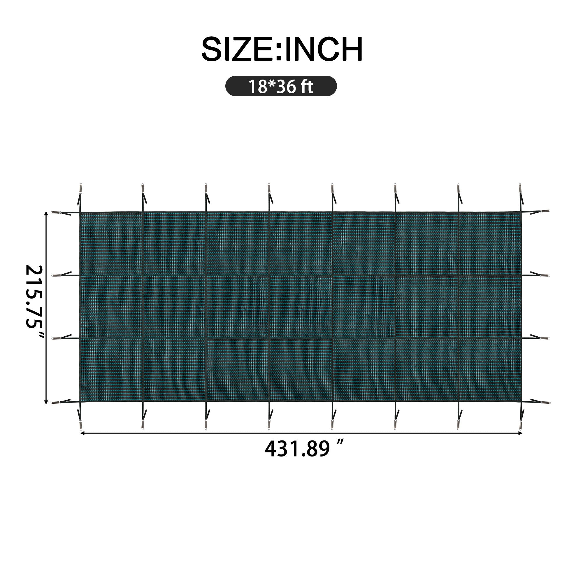Rectangular Swimming Pool Safety Cover For Underground Pools - Green