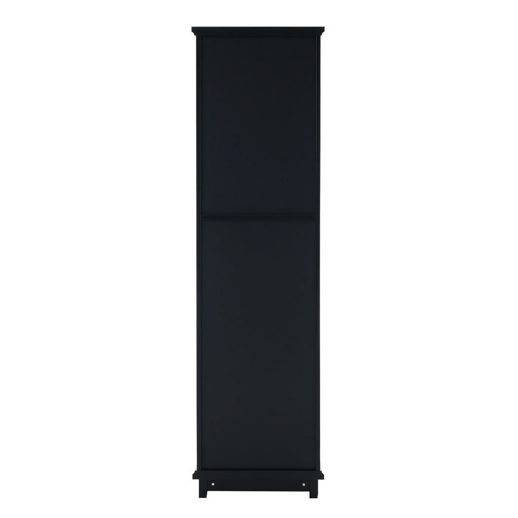 Tall Bathroom Storage Cabinet With Glass Doors, Free-Standing, Two Drawers, And Adjustable Shelves, Board, Painted Perfect For Displaying Your Favorite Items