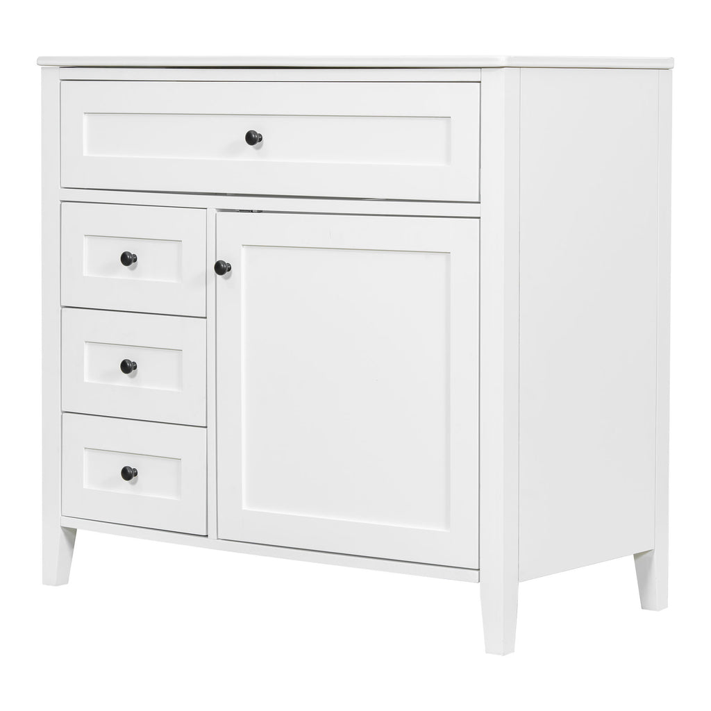 Bathroom Vanity With Sink, 3 Drawers & Cabinet With Adjustable Shelves