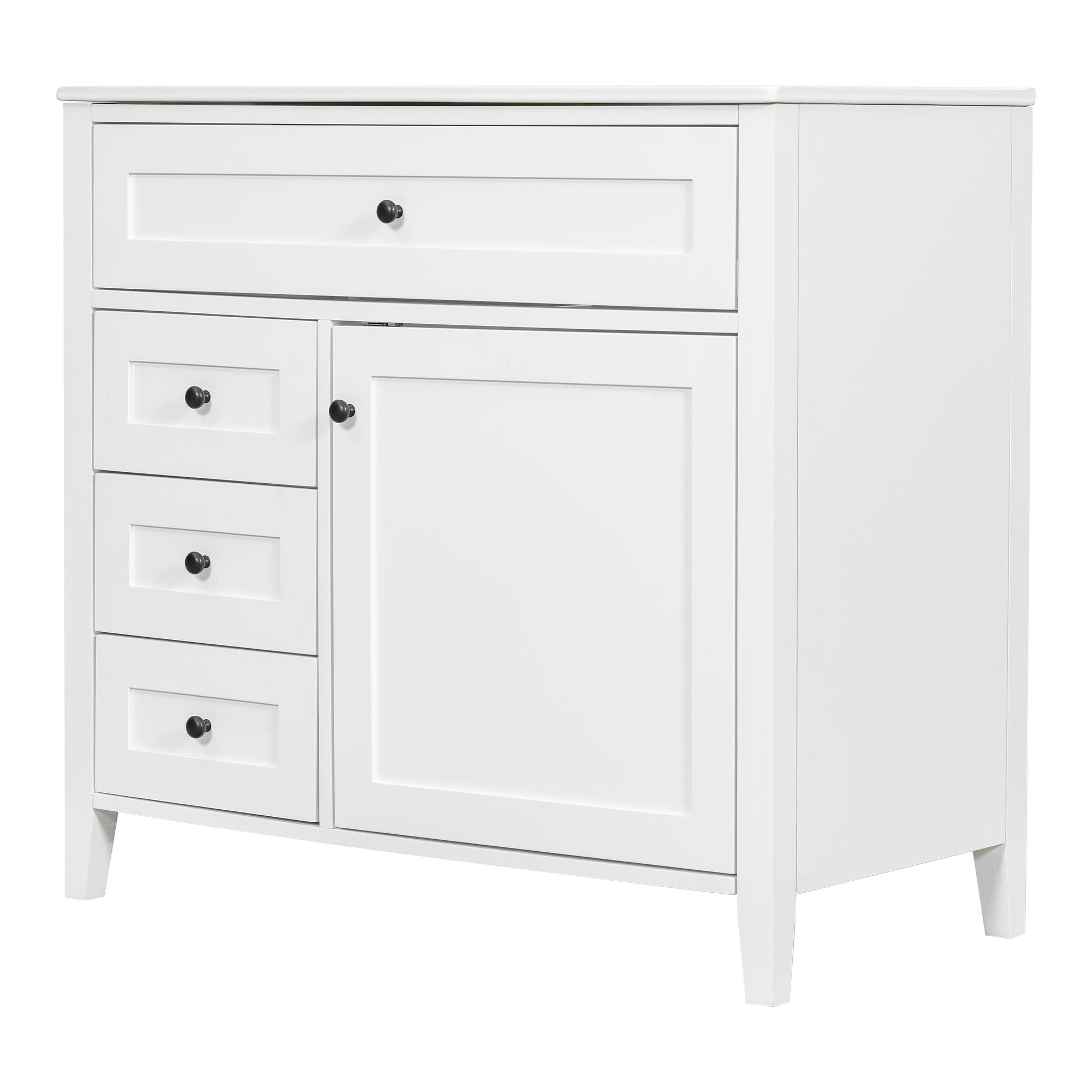 Bathroom Vanity With Sink, 3 Drawers & Cabinet With Adjustable Shelves
