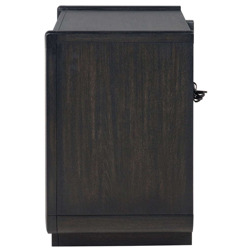 Bangor - 2 Drawer LED Nightstand With USB - Black
